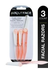 About Face Fuzz-Free Folding Facial Razors, 3 Beauty Groomers