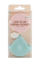 Precision Beauty Light as Air Sponges, 6 Pack, Blue and Pink