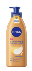 NIVEA Skin Firming Melanin Beauty and Hydration Body Lotion with Q10 and Argan Oil, 16.9 fl oz Bottle