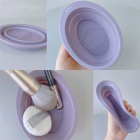 Silicone Washing Pad Makeup Brush Cleaning Cup Folding Bowl Large Beauty Tools Makeup Brush Cleaning Pad (Color: gray)